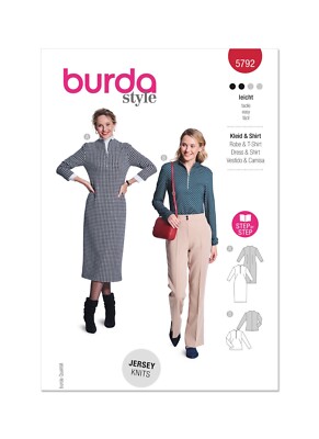 BURDA 5792 KLEID T SHIRT Misses Schnittmuster Gr. 10 - 20 Skill: EASY