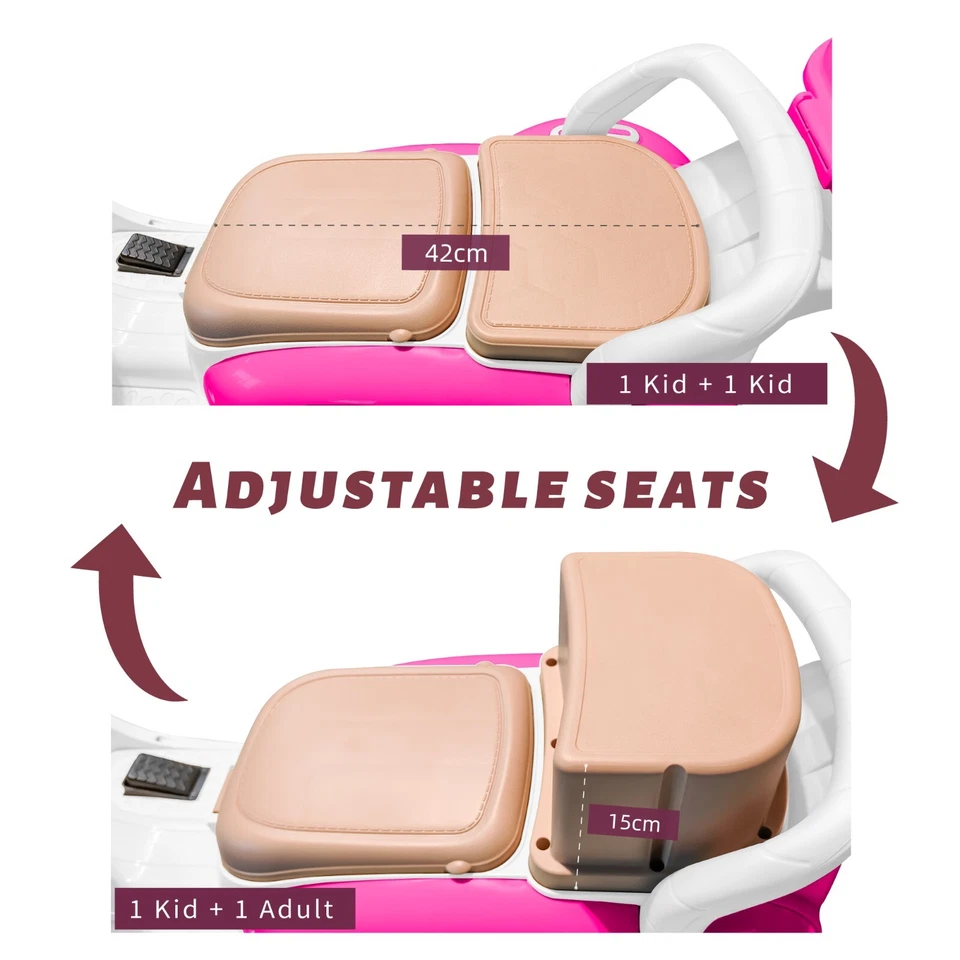 12V Kids Motorcycle Electric Moped Girls Scooter 3 Wheels Tricycle Toy with LED - Image 4 of 4