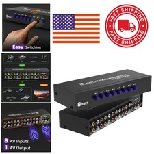 Audio Video Stereo Selector Switch Box 8 Input 1 Output for HDTV and Consoles