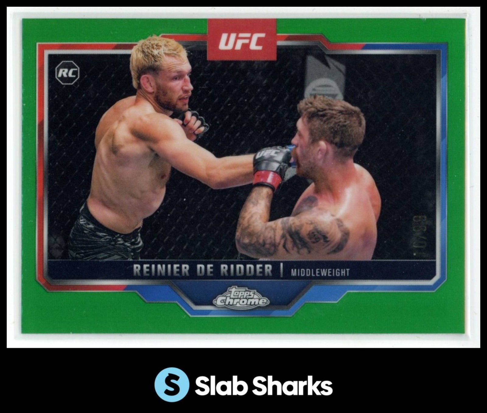 2025 TOPPS UFC CHROME #185 REINIER DE RIDDER GREEN REFRACTOR RC ROOKIE /99