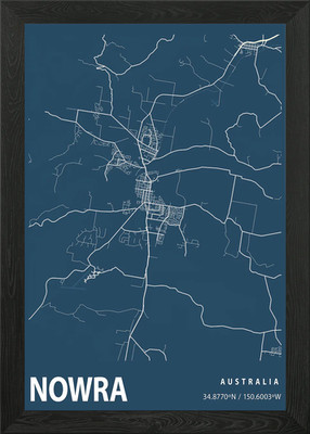 Nowra Bauplan Straßenkarte gerahmtes Wandbild Poster Leinwanddruck Bild
