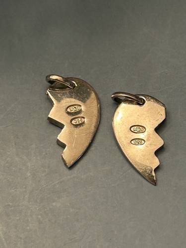 CHARLES GARNIER Sterling Silver Broken Heart 2 Piece Pendant/Charm BEAUTIFUL! - Picture 2 of 5