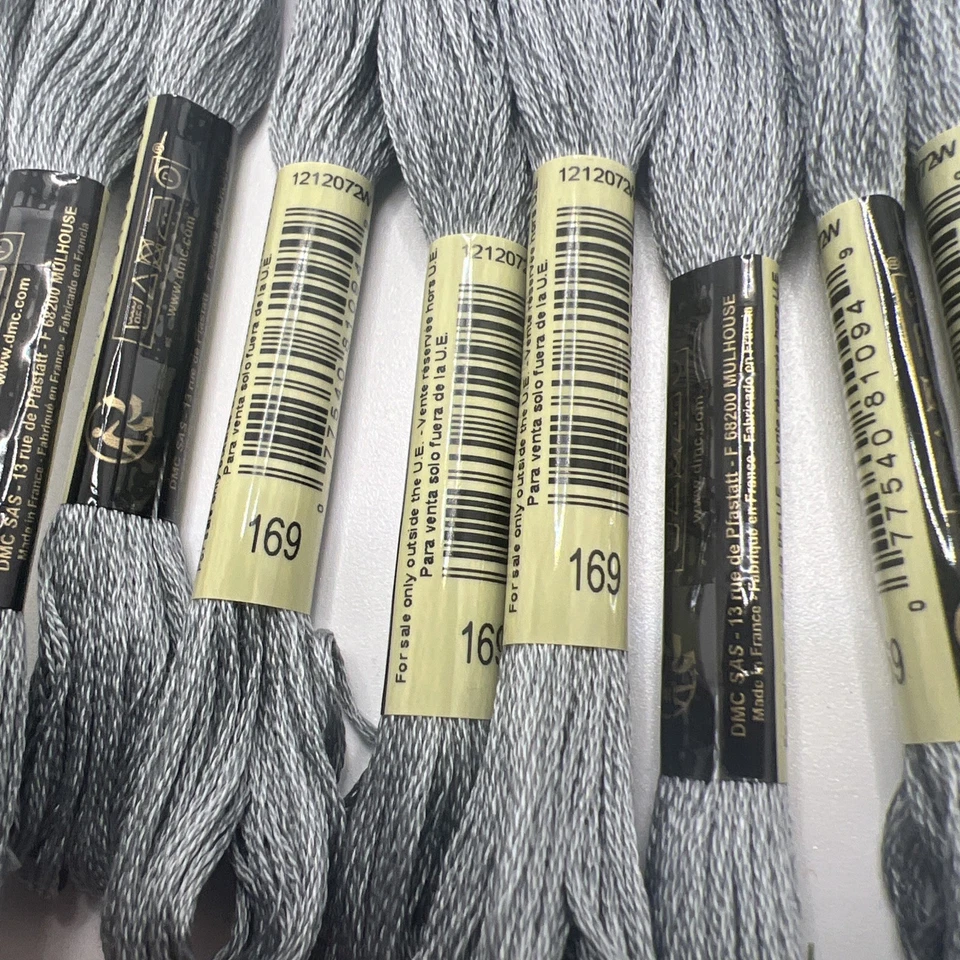 12 PACK - 169 LIGHT GRAY Moline DMC 6-Strand Embroidery Cotton 8.7yd Brand New! - Image 2 of 3