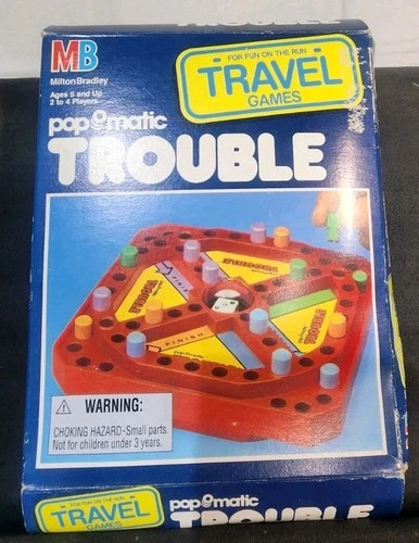 Vtg 1989 Milton Bradley Travel Trouble Pop O Matic Board Game COMPLETE