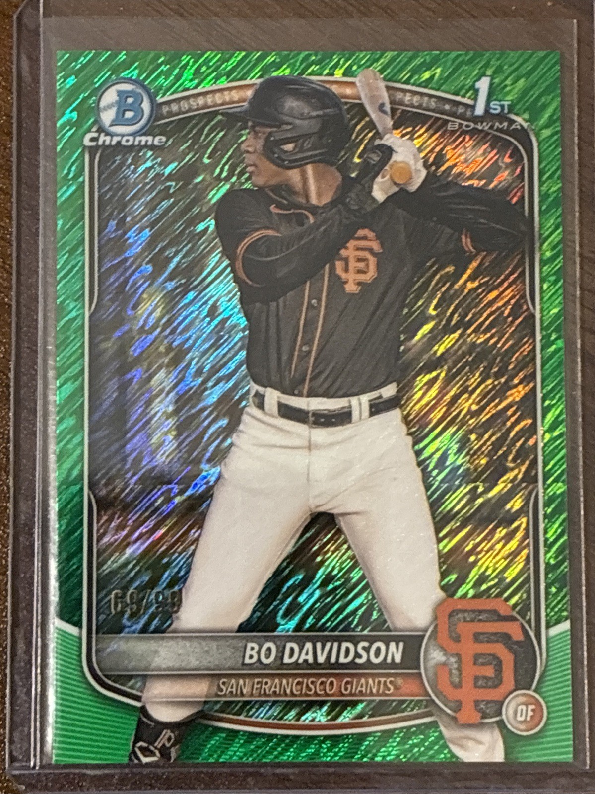 2025 Bo Davidson Bowman Chrome Green Shimmer Refractor #69/99 1st Bowman