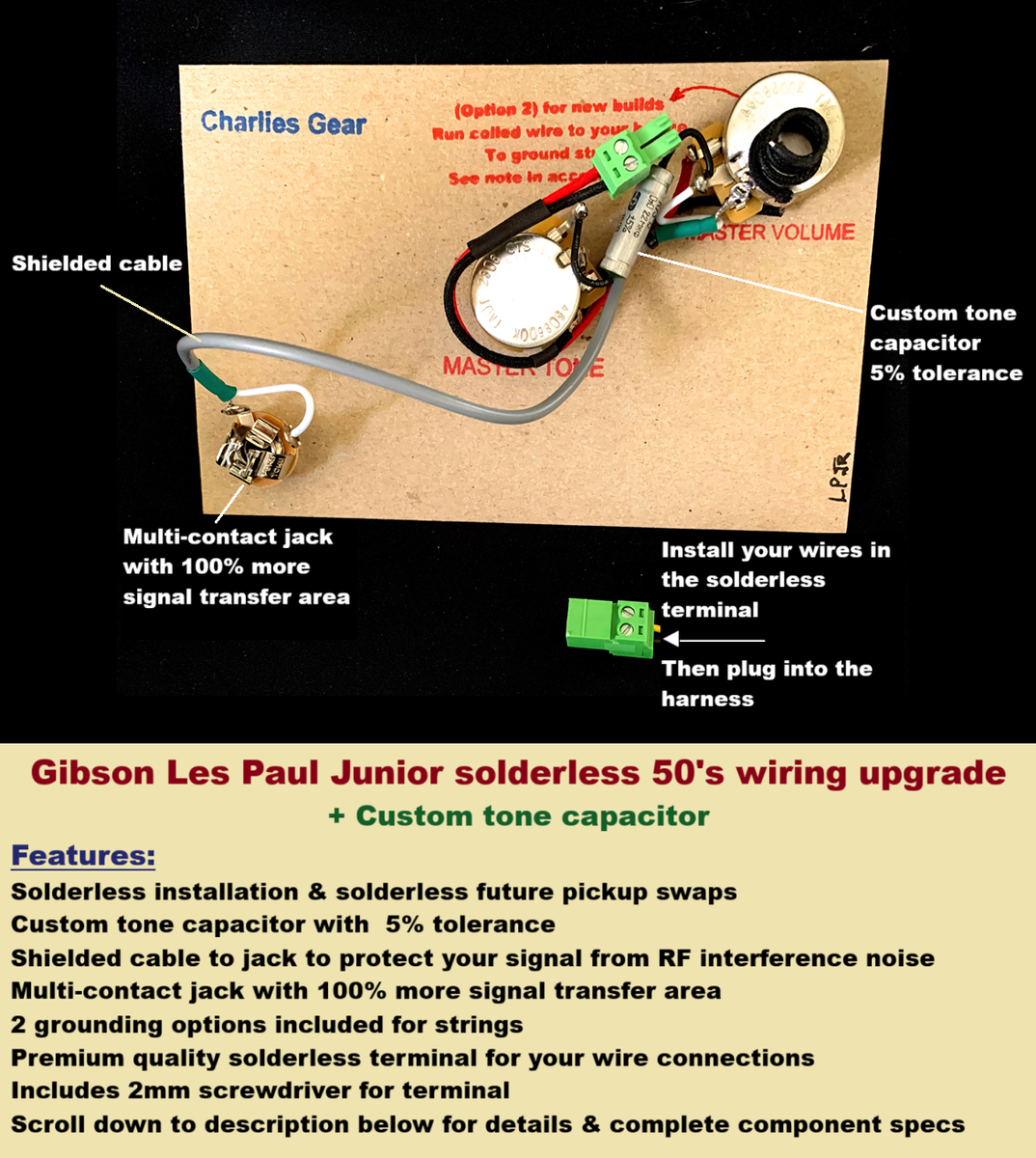 Gibson Les Paul Junior Solderless 50's Wiring Upgrade + Custom