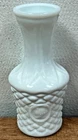 Mini Milk Glass Vintage Bud Vase Made in Taiwan Faceted Pineapple Pattern 4”