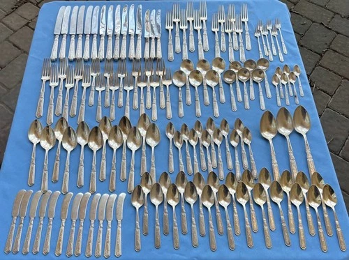132pc Gorham Sterling Silver St Dunstad Flatware 5144g Solid +1144g Knives SCRAP