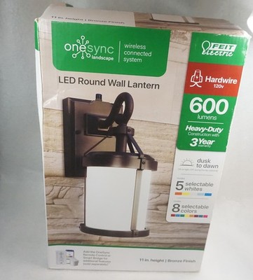FEIT Electric OneSync LED Round Wall Lantern Bronze Smart Lighting 600 Lumens