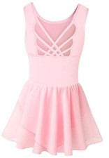 Girls Tank Ballet Leotards with Skirt Toddler Dance Dress,Cute 4-6 Years Pink