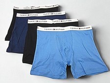 NEW Tommy Hilfiger 4 Pack Navy/Black/Blue 100 Cotton Men  s Boxer Briefs Size M