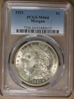 $1 1921 Morgan Silver Dollar PCGS MS64 Philadelphia Mint * AvenueCoin