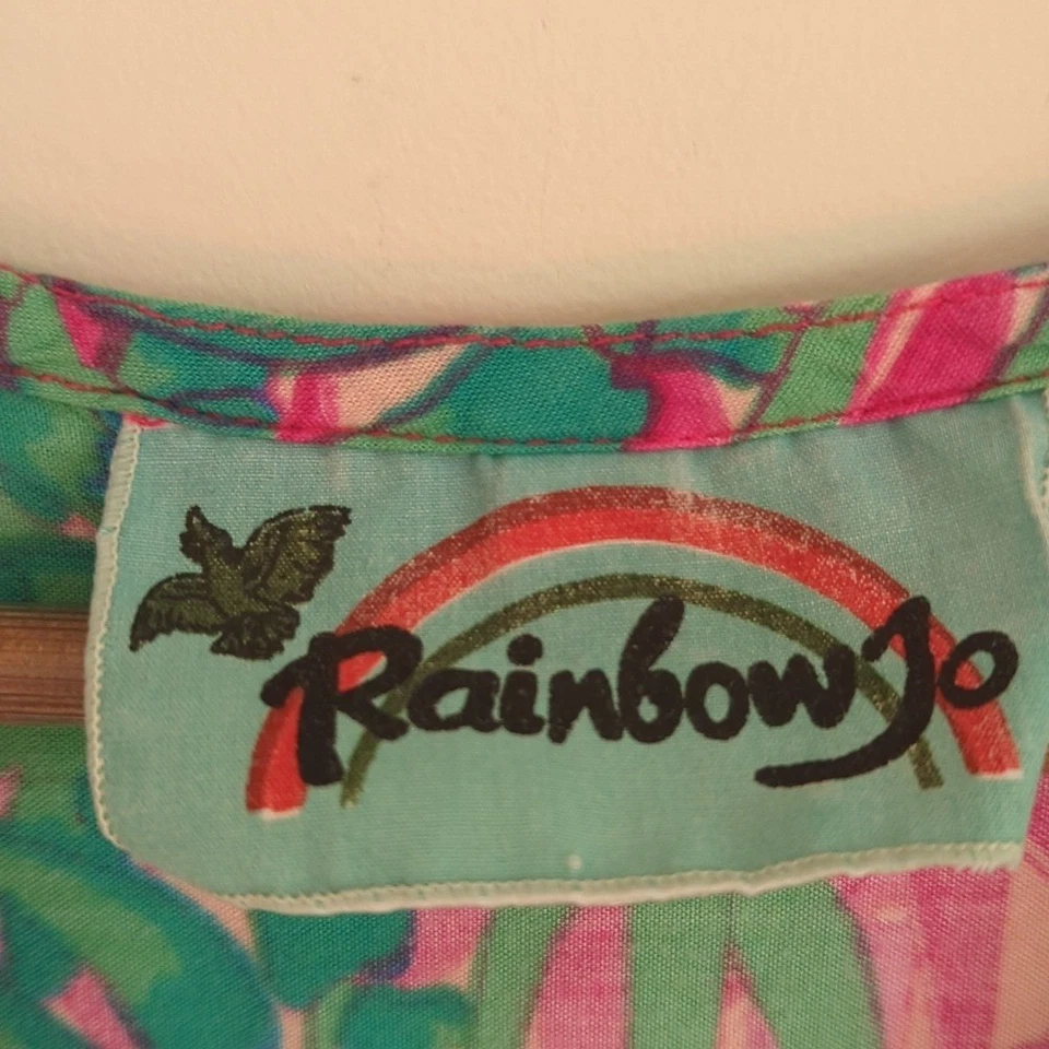 Vestido Floral Arco Iris Jo Hawaii Ajuste y Acampanado Maxi Vestido Floral Rosa y Verde S Foto 2 de 4