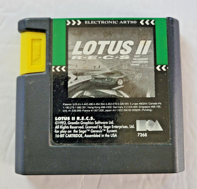 Lotus 2 II R.E.C.S. Recs (Sega Genesis) Authentic Cartridge Only Tested