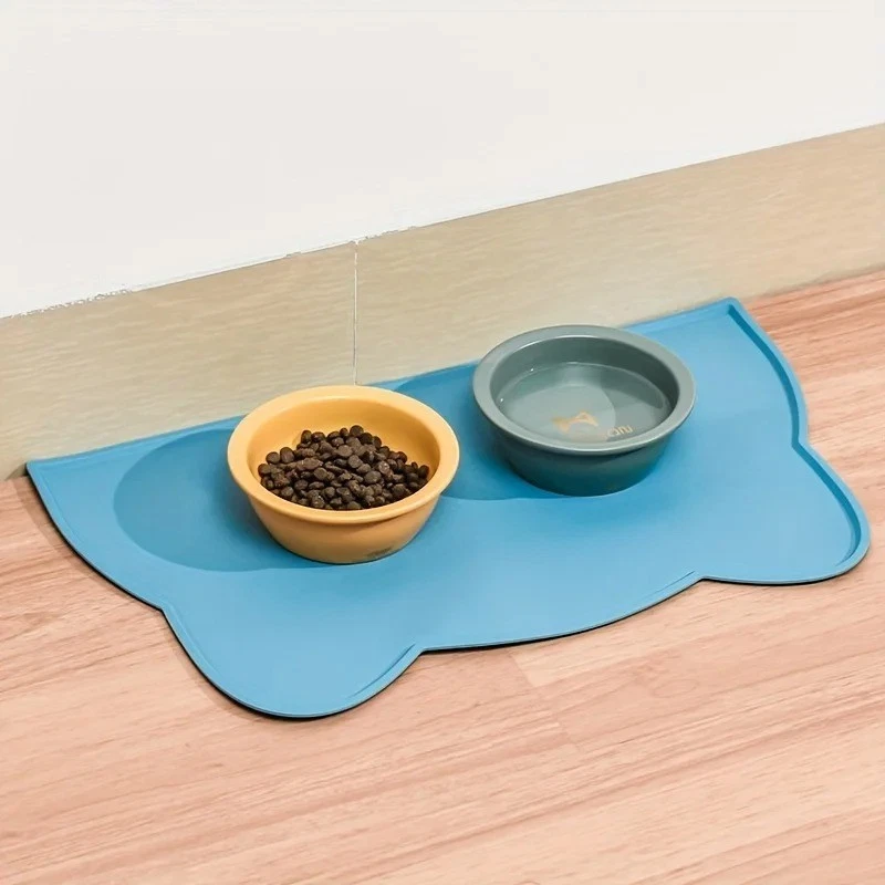 Pet Feeding Mat for Dogs & Cats, Thin Silicone Waterproof Cat Food Mat Cat Bowl - Image 4 of 4