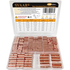 SVAAR 200PCS Non-Insulated Butt Connectors Kit 22-6 AWG Butt Splice Connector...