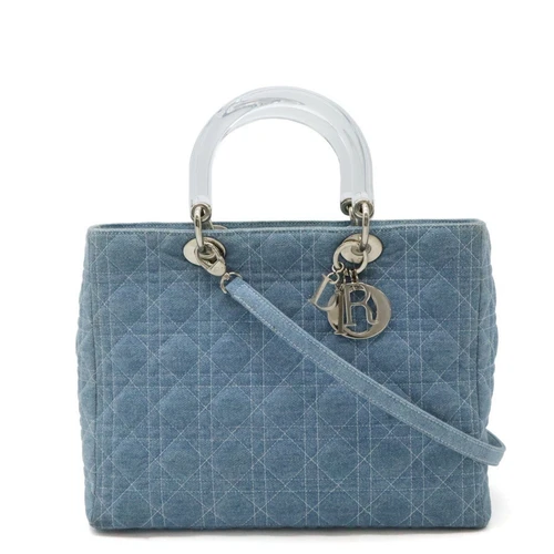 Christian Dior Lady Cannage sac à main bandoulière denim bleu clair transparent GZl14cqa