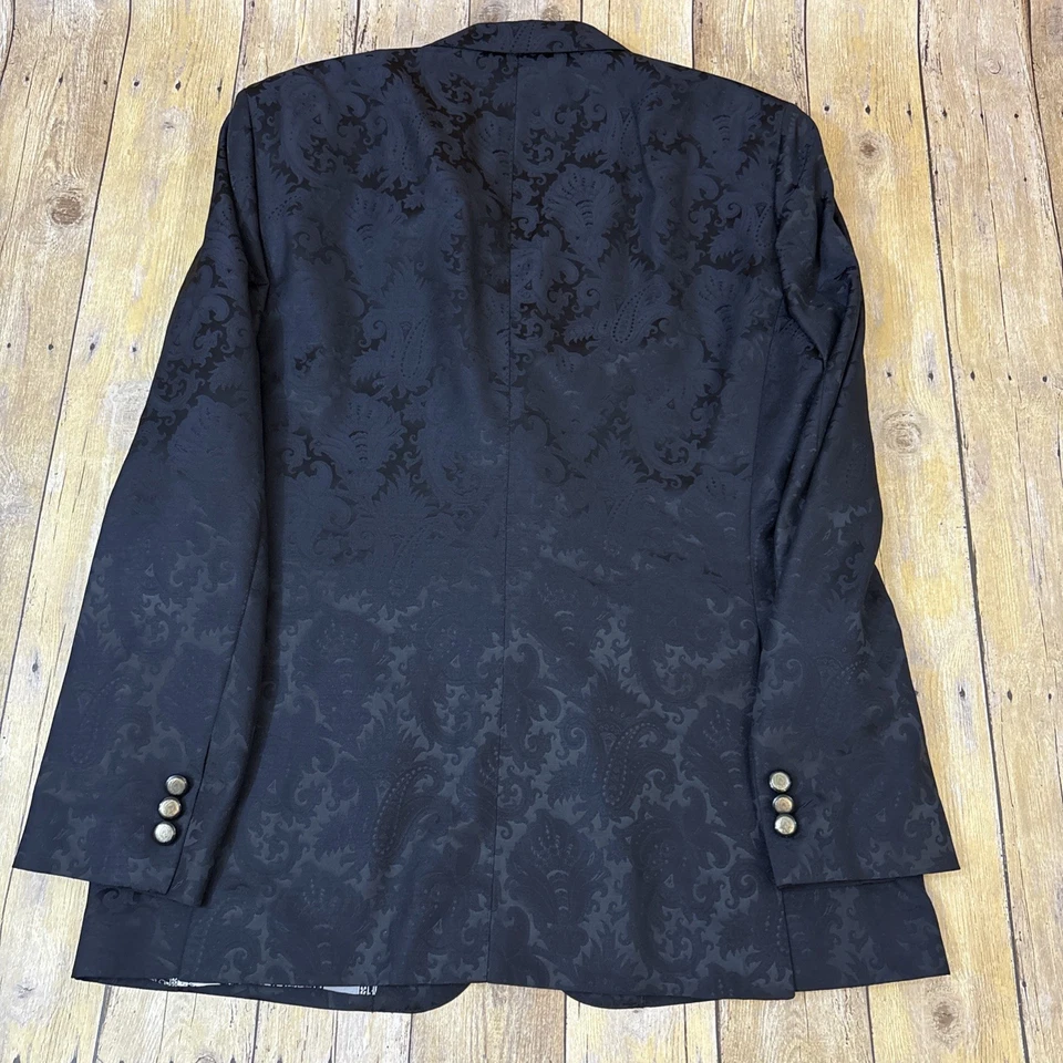 Blazer Etro Jacquard Negro Cachemira Forro Seda Hecho en Italia 38S Foto 2 de 4