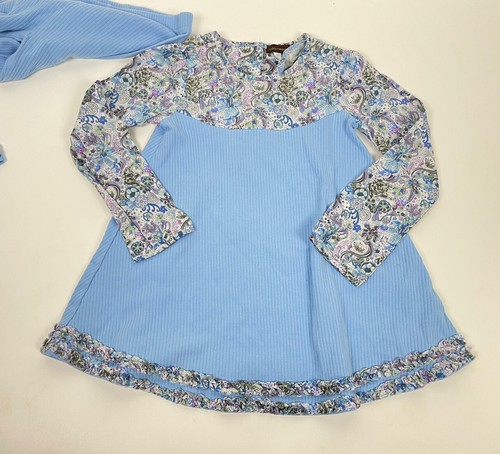 Rabbitt Moon Boutique Girls Outfit Tunic Dress Pants Purple Blue Floral SZ 6y 6 - 第 9/12 張圖片