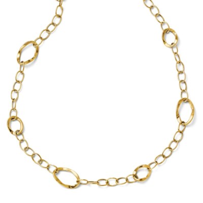 Leslie's echtes 14kt Gelbgold poliertes ausgefallenes Glied mit 2 Zoll ext. Halskette; 17 Zoll