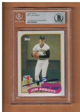 Jim Abbott AUTOGRAPHED 1989 TOPPS ROOKIE CARD SIGNED MICHIGAN WOLVEINES BECKETT