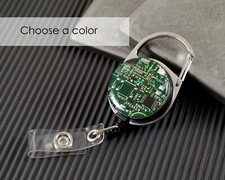 RECYCLED CIRCUIT BOARD Badge Reel Holder Clip Geek Nerd Work Gift SEVERAL COLORS