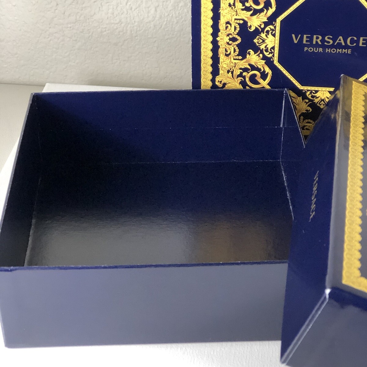 Versace Empty Box Pour Homme Navy 3pc 7.5 x 7.5 x 2.5 Gift Storage