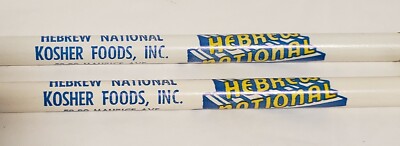 Lot of 2 VINTAGE HEBREW NATIONAL KOSHER DELI ADVERTISING PENCILS w/ ERASER NEW