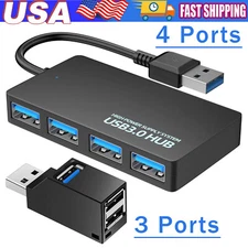 USB 3.0 4 Port Hub Splitter For PC Mac MacBook Notebook Laptop Desktop Portable