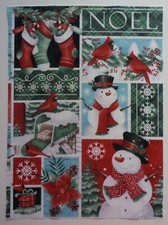 Fabric Cotton Pic B Christmas Snowmen Cardinal 11 1/2" L x 8 3/8" W Quilt Sew