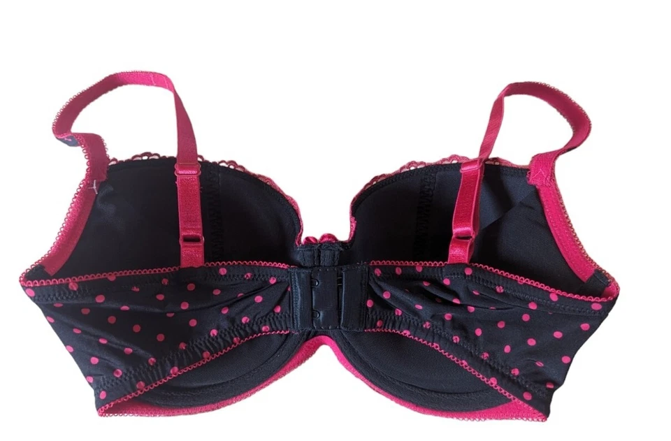 Sujetador B. Temptd Wacoal 32DDD Push Up Fucsia Encaje Negro Lunares Con Aros Floral Foto 4 de 4