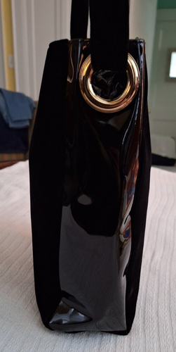 Carolina Herrera Good Girl Black Velvet/Faux Patent Leather Tote - Picture 5 of 12
