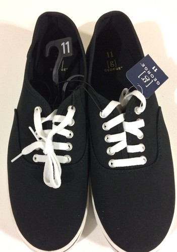 George Men's Black Canvas Shoes Sizes 7 