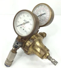 Vintage Brass Airco Bell System Dry Nitrogen Gauge & Regulator - Not Tested