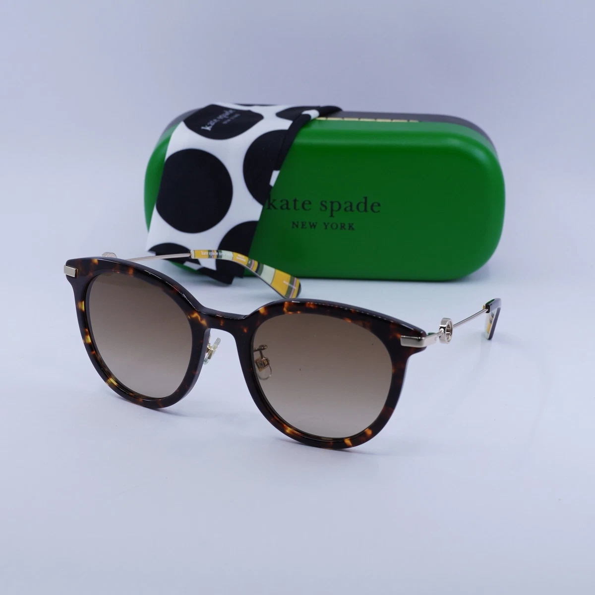 Kate Spade Odetta Round Oversized Sunglasses Havana Crystal Sheer Gold kate spade new york Gold Round Sunglasses for Women for sale  main image 2
