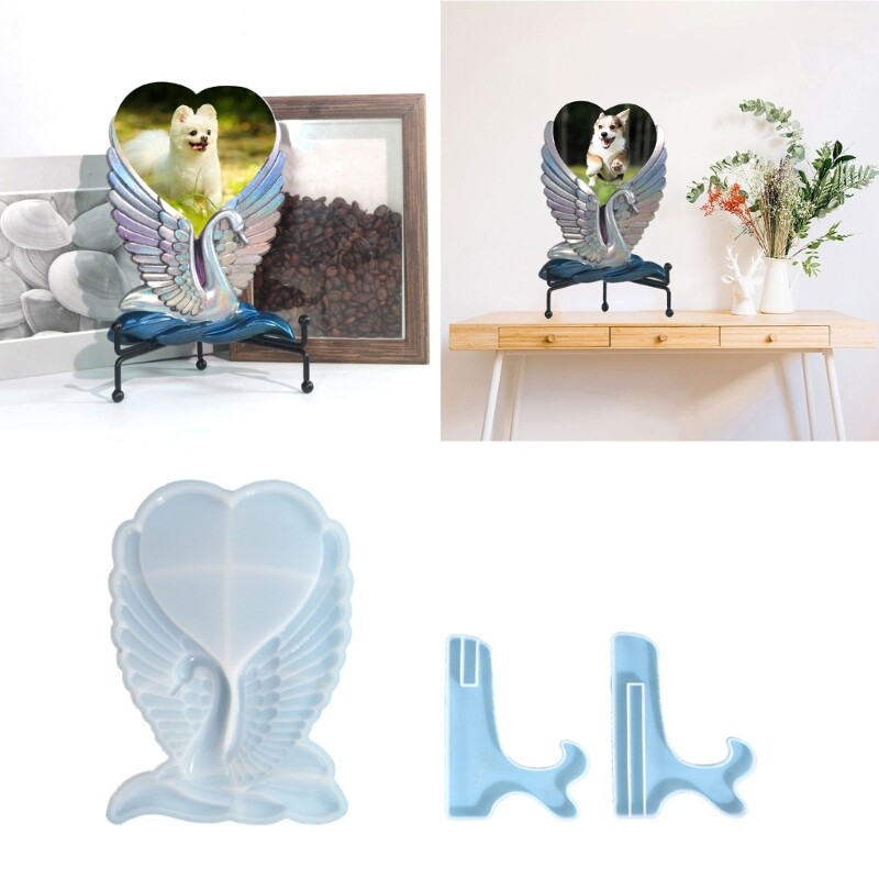 Elegant Cygnet Heart Shape Picture Frame Resin Mold Wall Decoration Craft