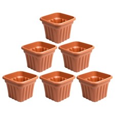 6 x 40cm Garden Planter Square Terracotta Flower Plastic Pot Indoor Outdoor - UK