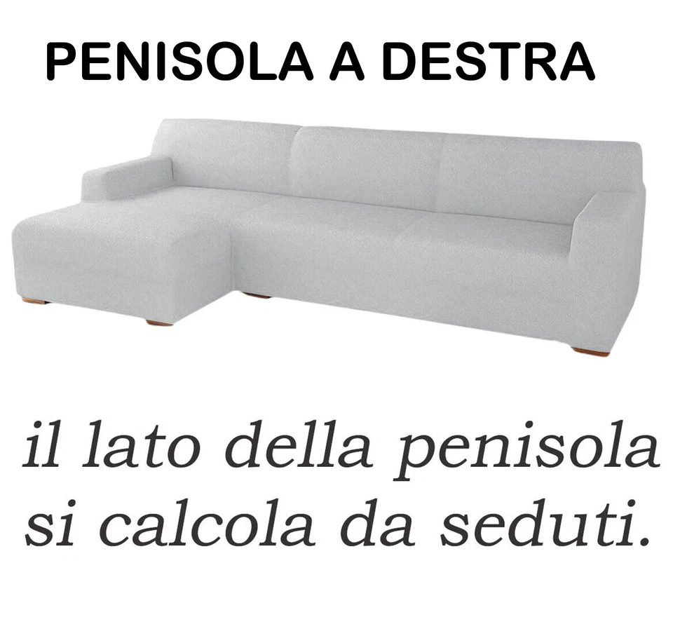 Copridivano con PENISOLA a destra  sinistra 2 3 e 4 posti elasticizzato angolare - Immagine 3 di 4