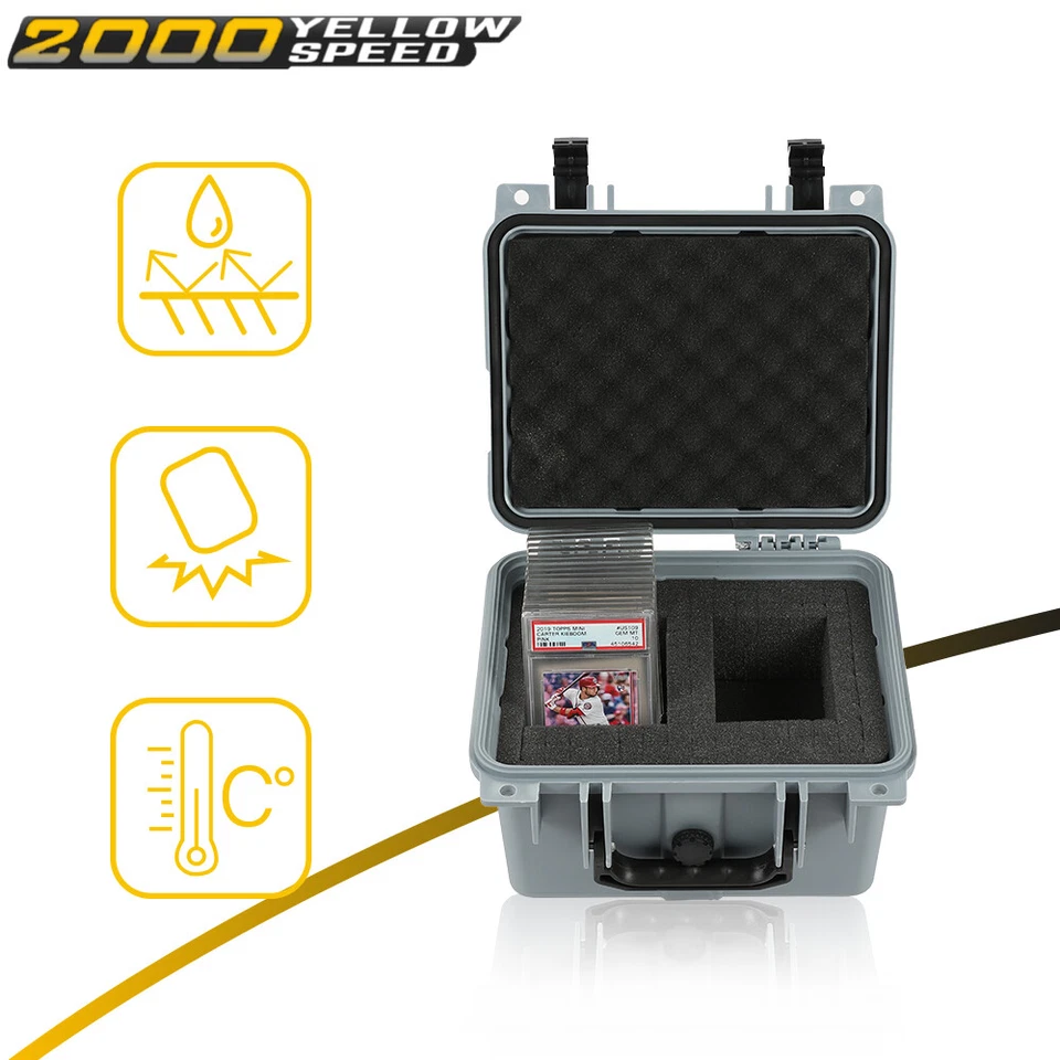 Graded Card Storage Box Waterproof Deep Travel Case Slab Holder & Protector Gray - Image 2 of 4