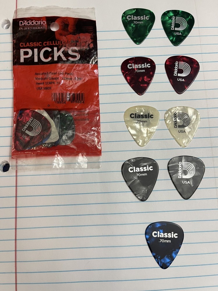LOT OF 19 ~ Guitar Picks~ D'Addario MEDIUM ~ 70 MM ~ Assorted PEARL ~