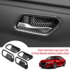 For Nissan Sentra 2020-2024 Carbon Fiber Inner Door Handle Bowl Cover Trim 4pcs