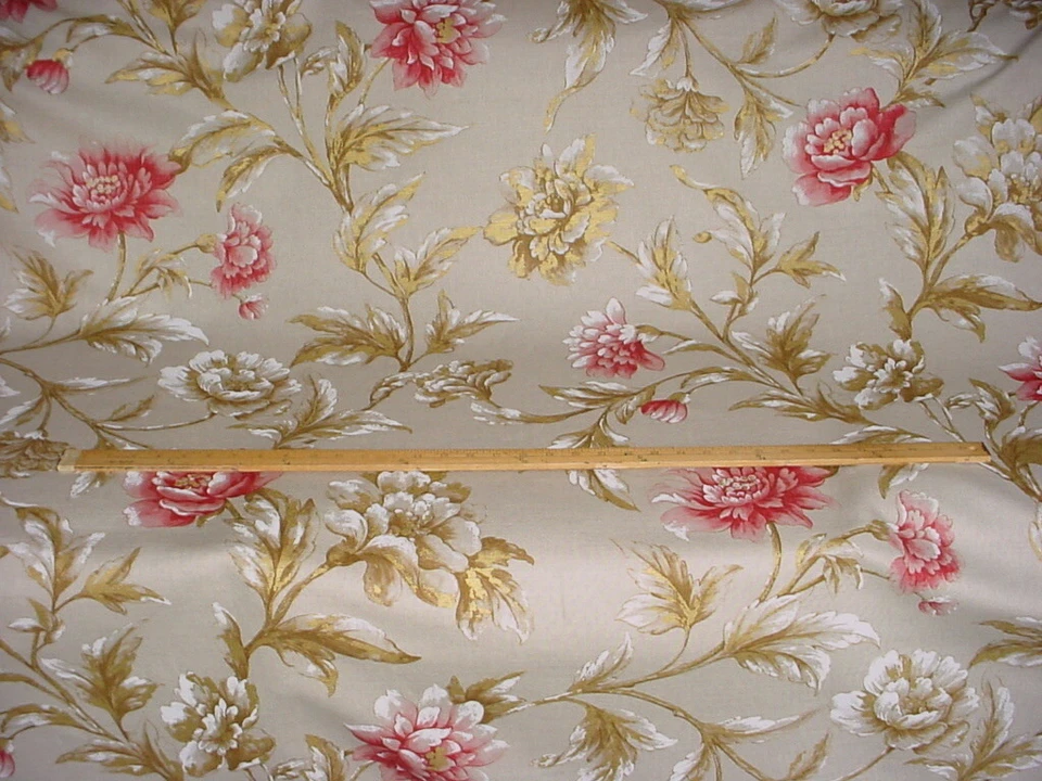 3-7/8Y Mullberry FD252 Gilded Peony Linen Handprinted Floral Upholstery Fabric - Image 2 of 4