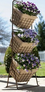 3 Tier Harvest Baskets Flower Planter Stand Rustic Home Decor Burlap Liners New Ebay