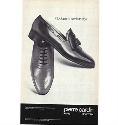 Print Ad Pierre Cardin Mens Footwear Shoes Modern Design Paris New York 1980s AD