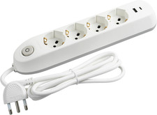 Ciabatta Multipresa Elettrica Poker 6 Posti, 2 Prese USB E 4 Prese Polivalenti (