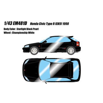 EM481D 1/43 Honda Civic Type R EK9 1998 Starlight Black Pearl [Resin Cast Mini