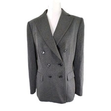 Tahari Womens 6 Double Breasted Blazer Jacket Office Workwear Gray