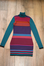Cute H&M striped knitted jumper dress SIZE 10 bodycon stretch polo GREAT COND!