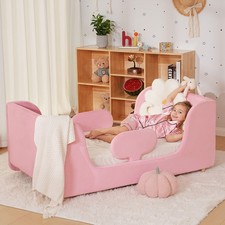 Kinderbett 70x140cm Komplett gepolstertes Mit Schutzvorrichtung Bodenbett für