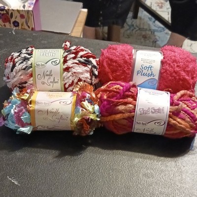 4 Needle Crafters Multi-Dyed Fluffy Plush Swirl Yarn Skein Lot Assorted Colors
